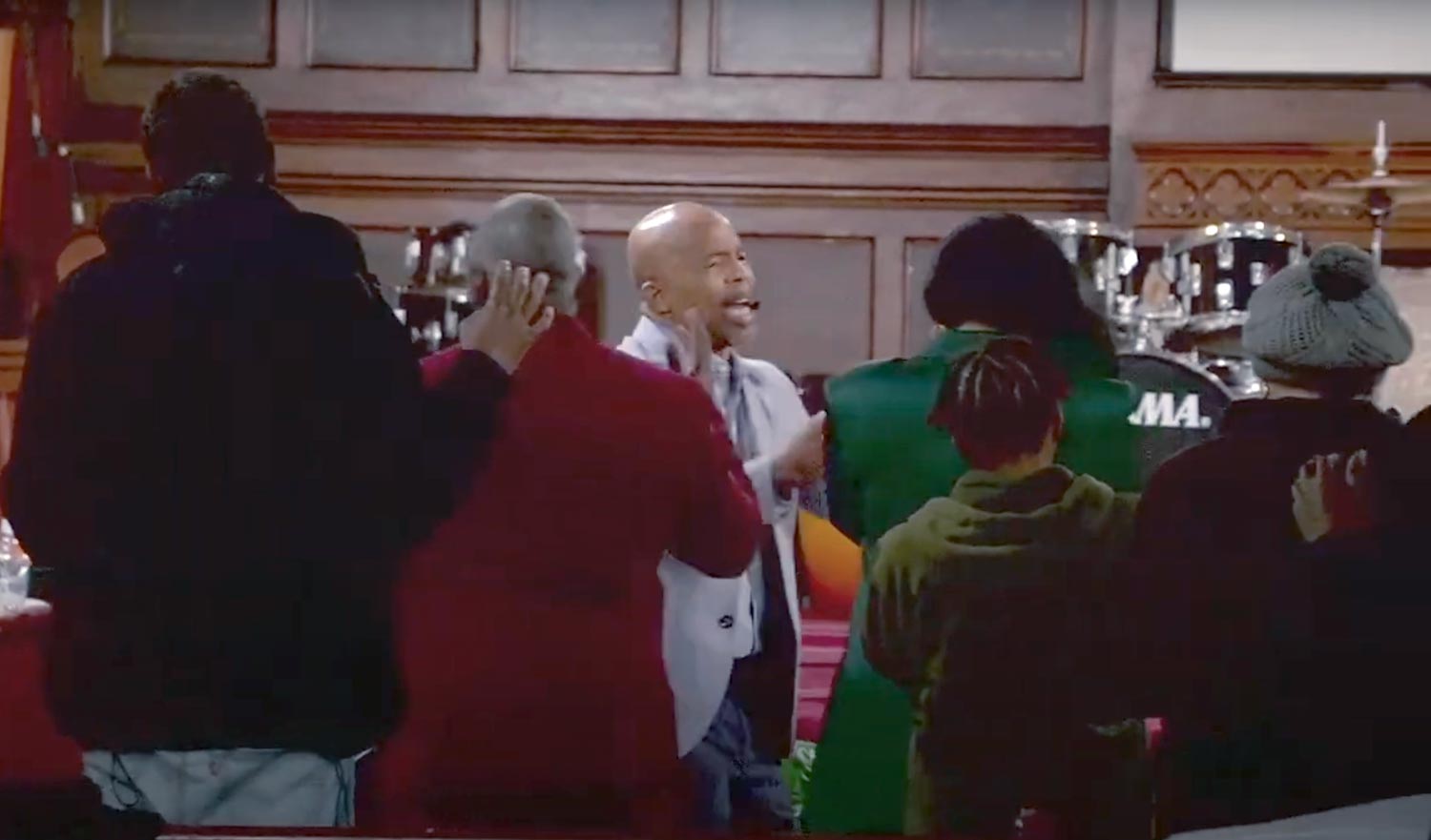 Church community praying together